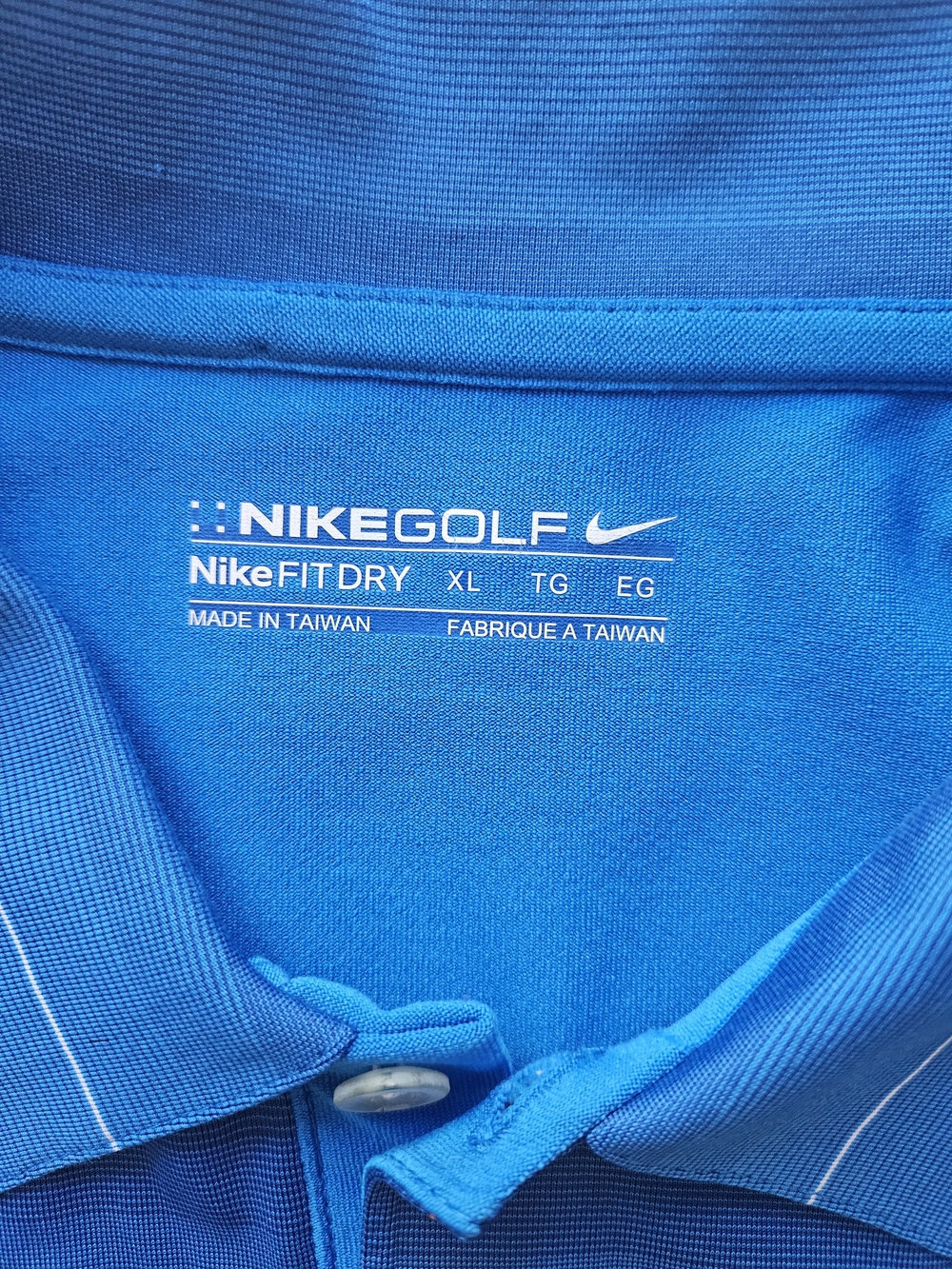 Nikegolf Nike Dry Fit Blue Strip Polo X LNike Golf Dri-Fit Polo in Bright Blue